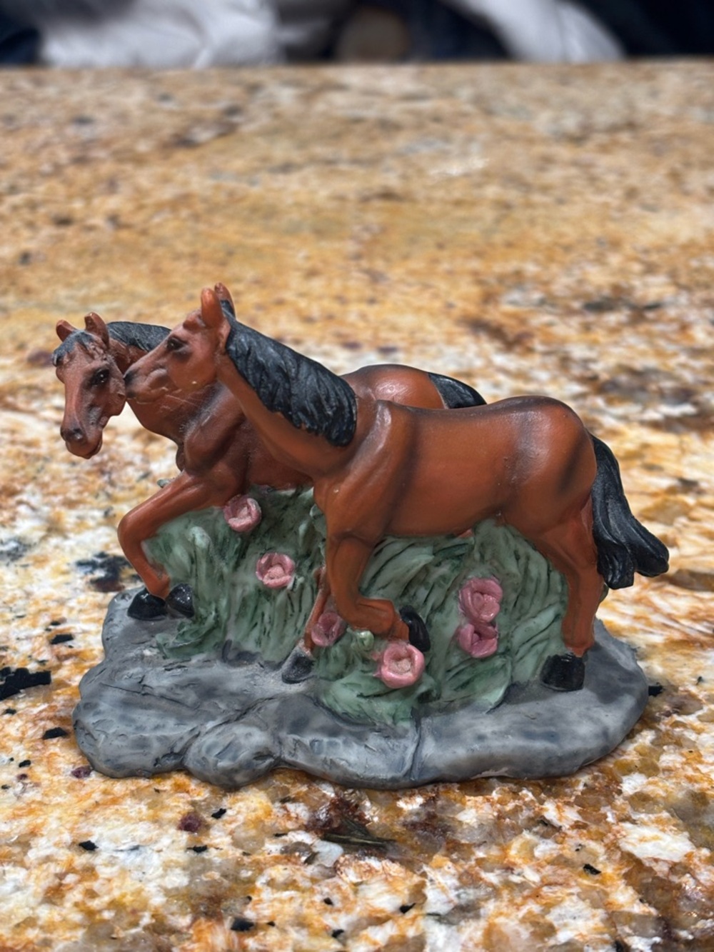 Brown Horse Figurine Pair Home Art Sculpture